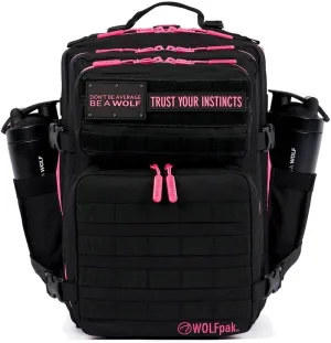 WOLFpak 35L Backpack Meal Prep Management (Black Neon Pink) Lunch Box, Cooler, Travel, Insulated Bag, Daypack