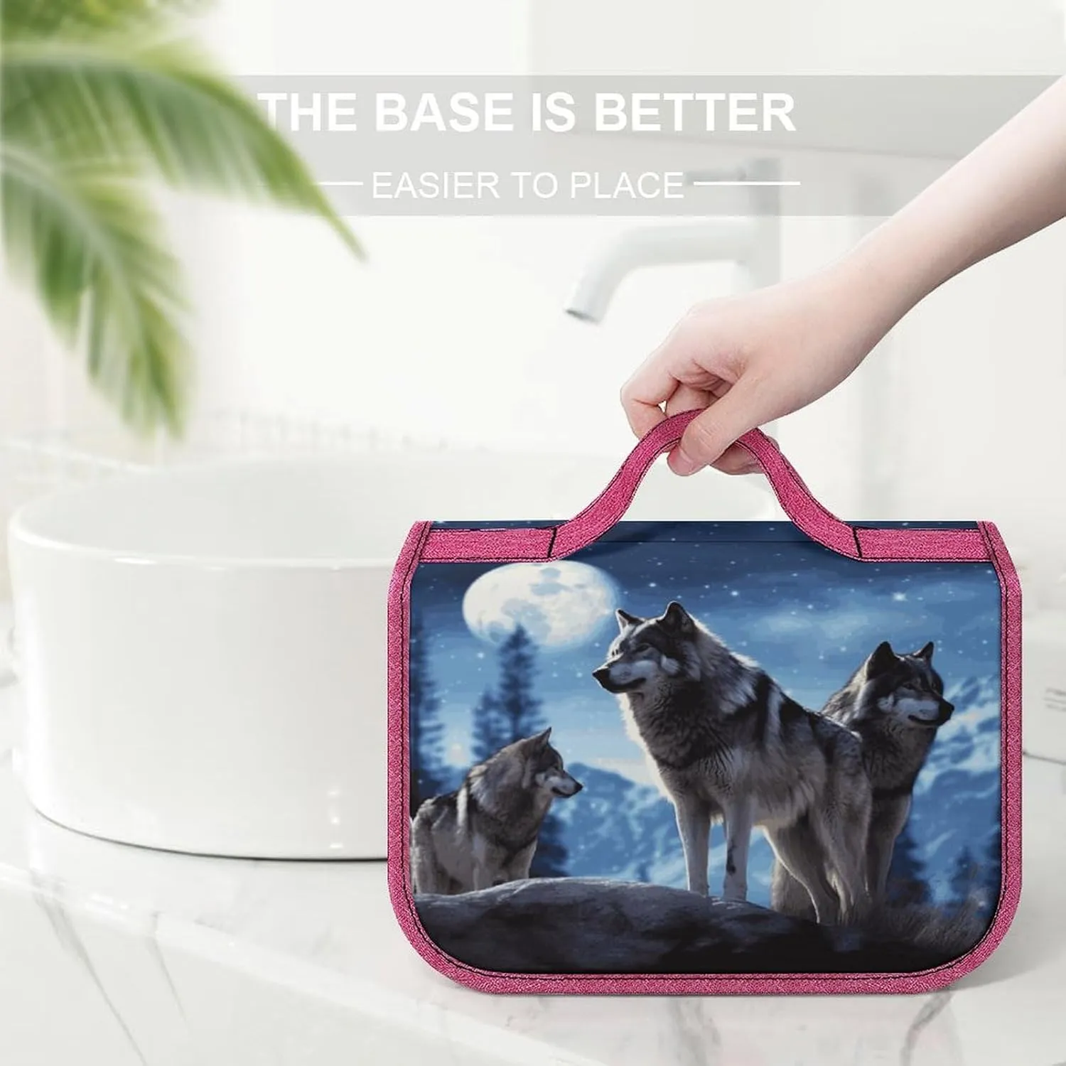 Wolfs Travel Toiletry Bag for Women,Hanging Toiletry Organizer with Hook, Makeup Bag Travel Organizer for Shampoo,Toiletriesl