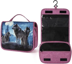 Wolfs Travel Toiletry Bag for Women,Hanging Toiletry Organizer with Hook, Makeup Bag Travel Organizer for Shampoo,Toiletriesl
