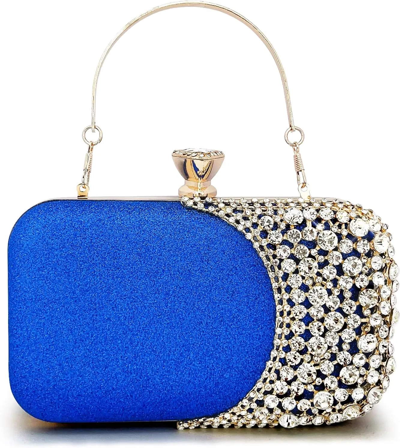 Women Clutch Bag Rhinestone Sequin Evening Bag Half-Moon Shape Crystal Wedding Cocktail Party Purse Sparkling purse