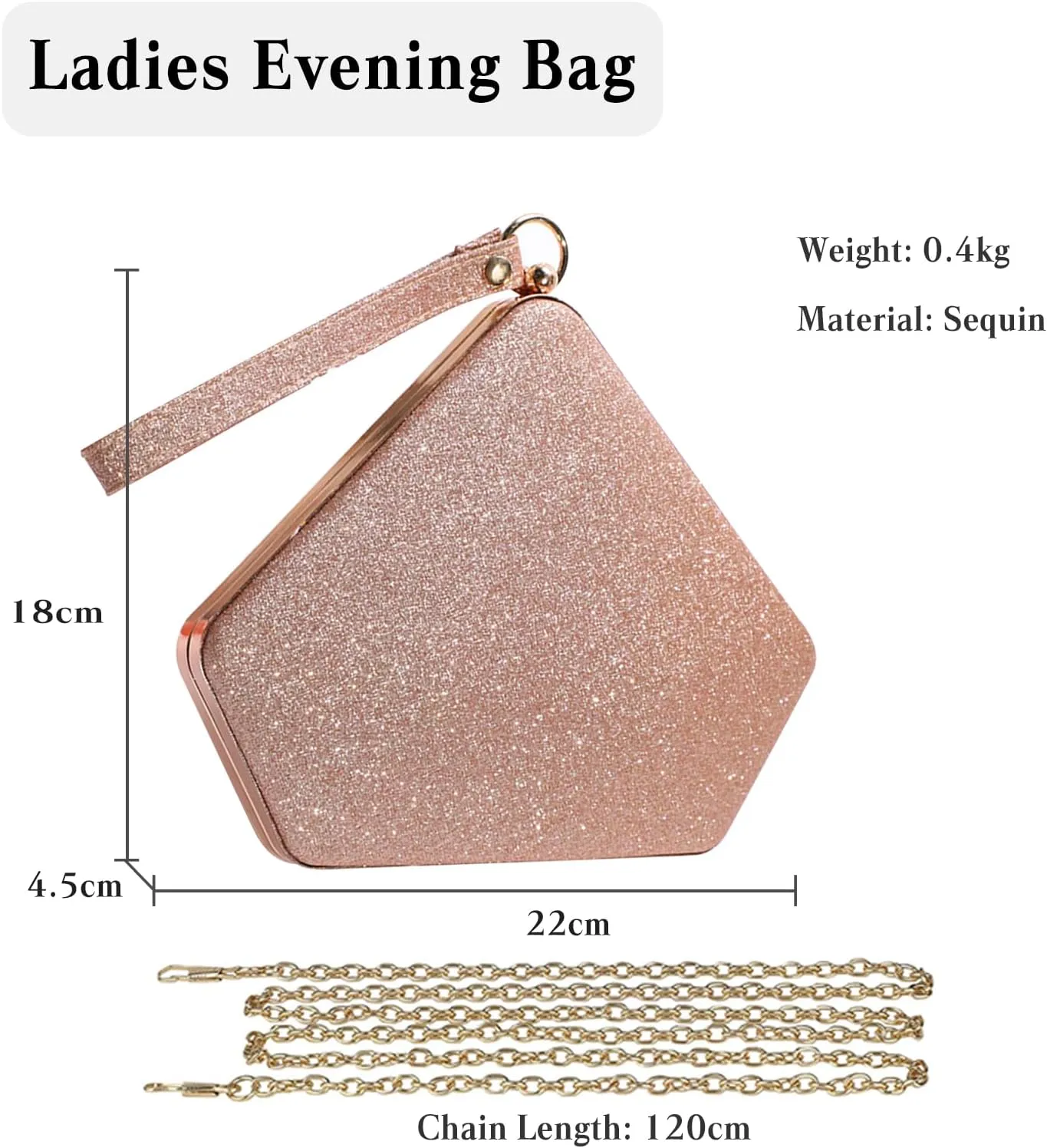 Women Evening Bag Sequin Clutch Bag Bridal Wedding Purse Ladies Sparkly Handbag Glitter Pentagon Shoulder Bag
