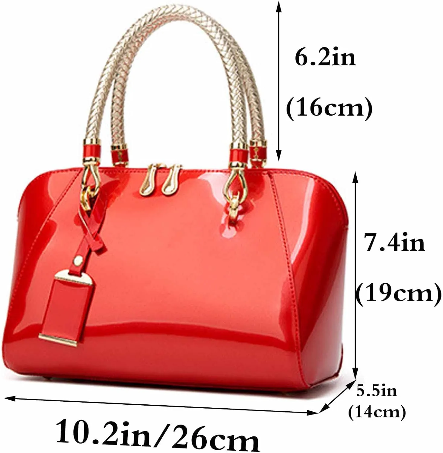 Women Handbags Shiny Paten PU Satchel Purse Shoulder Tote Top-Handle Crossbody Bag