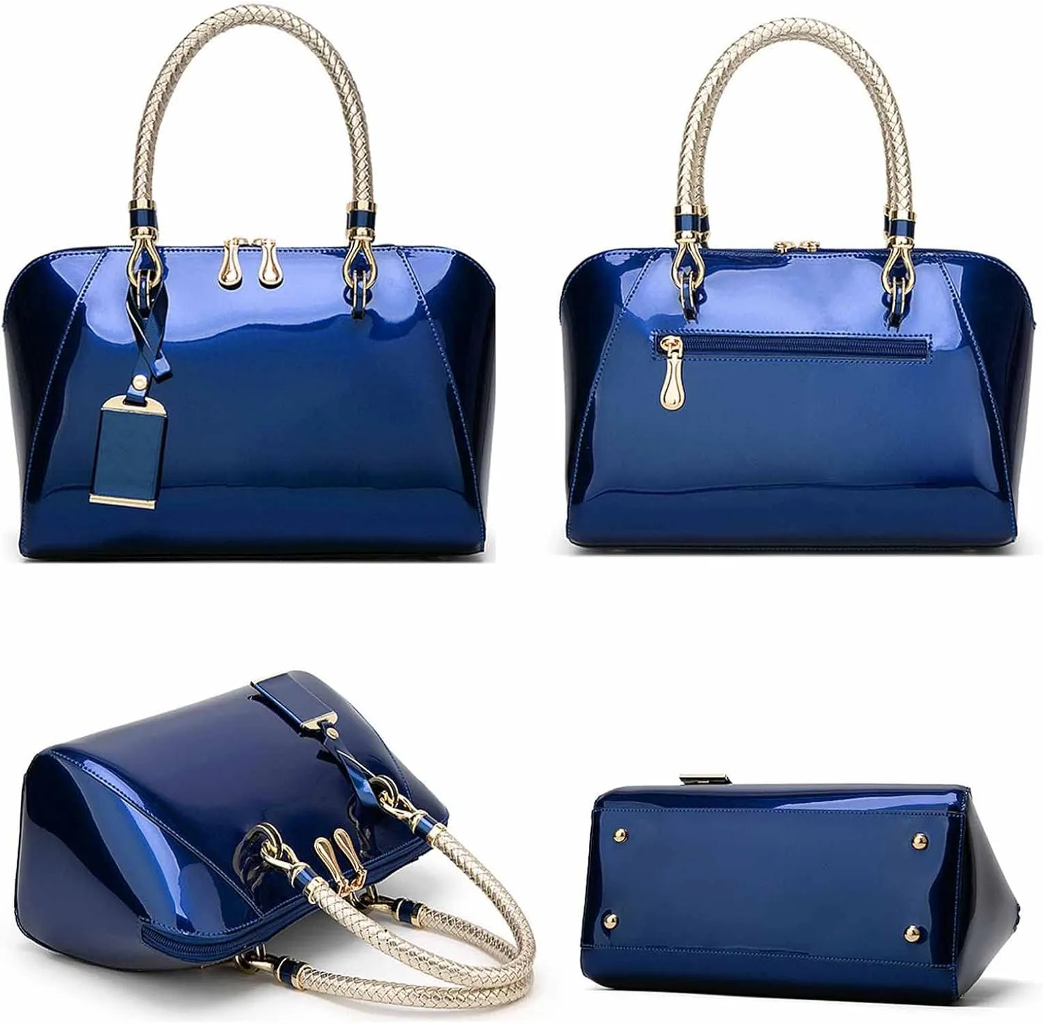 Women Handbags Shiny Paten PU Satchel Purse Shoulder Tote Top-Handle Crossbody Bag