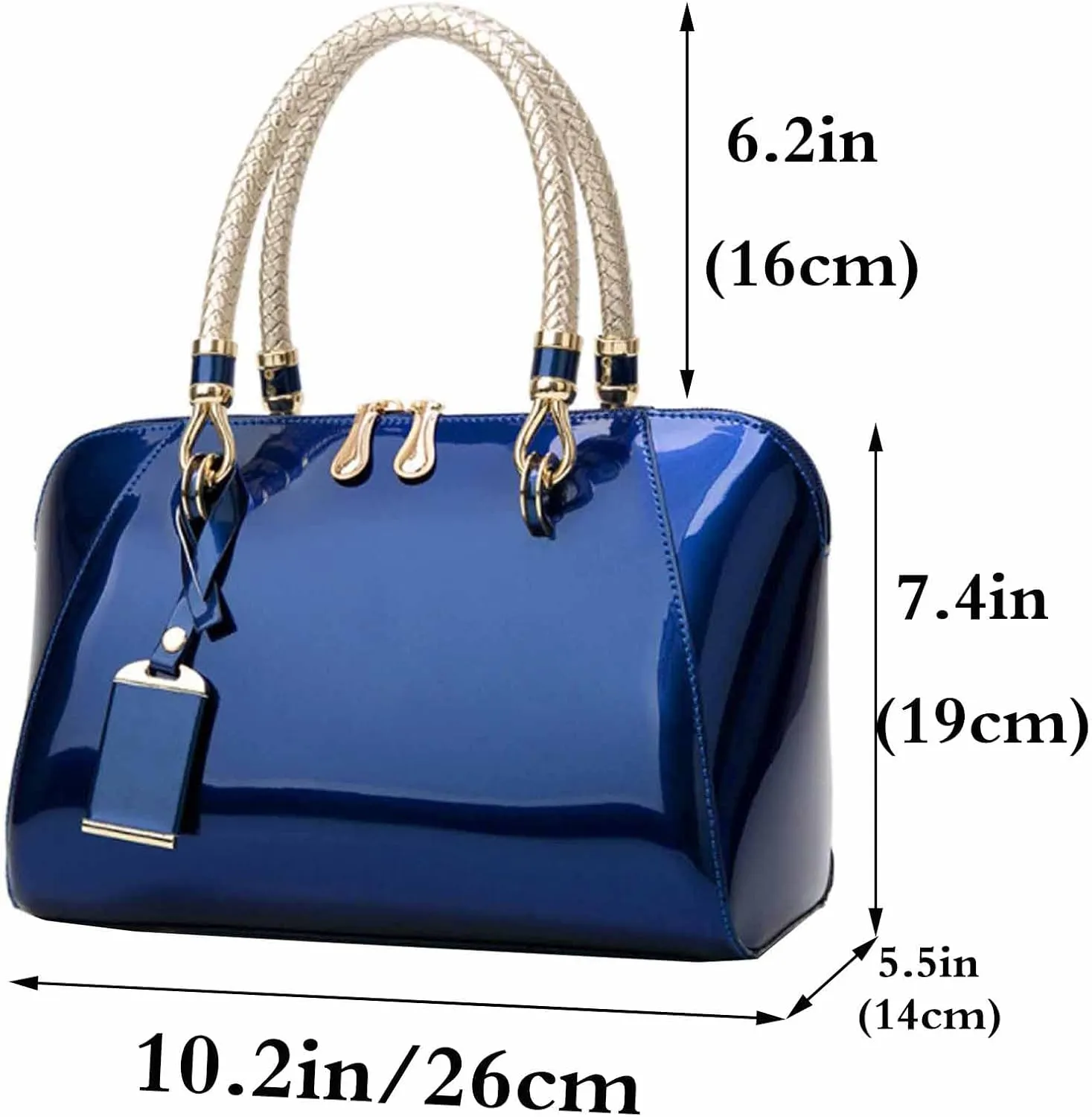 Women Handbags Shiny Paten PU Satchel Purse Shoulder Tote Top-Handle Crossbody Bag