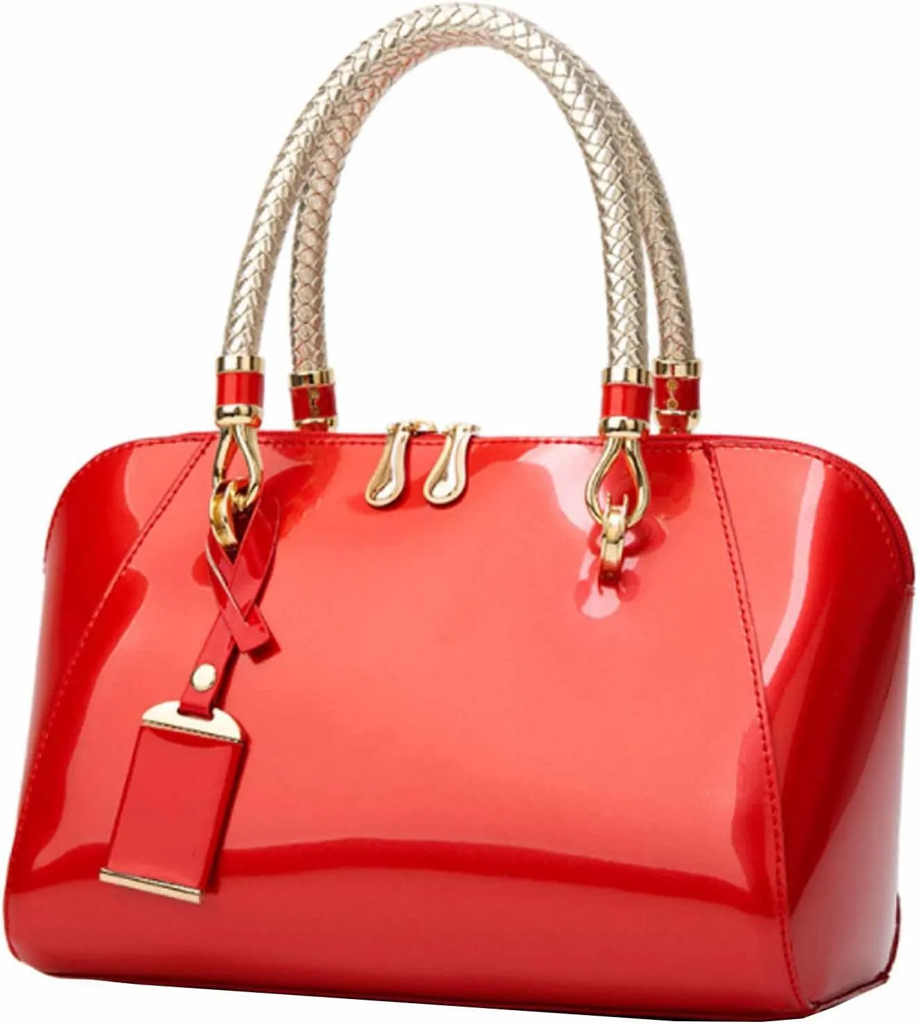 Women Handbags Shiny Paten PU Satchel Purse Shoulder Tote Top-Handle Crossbody Bag