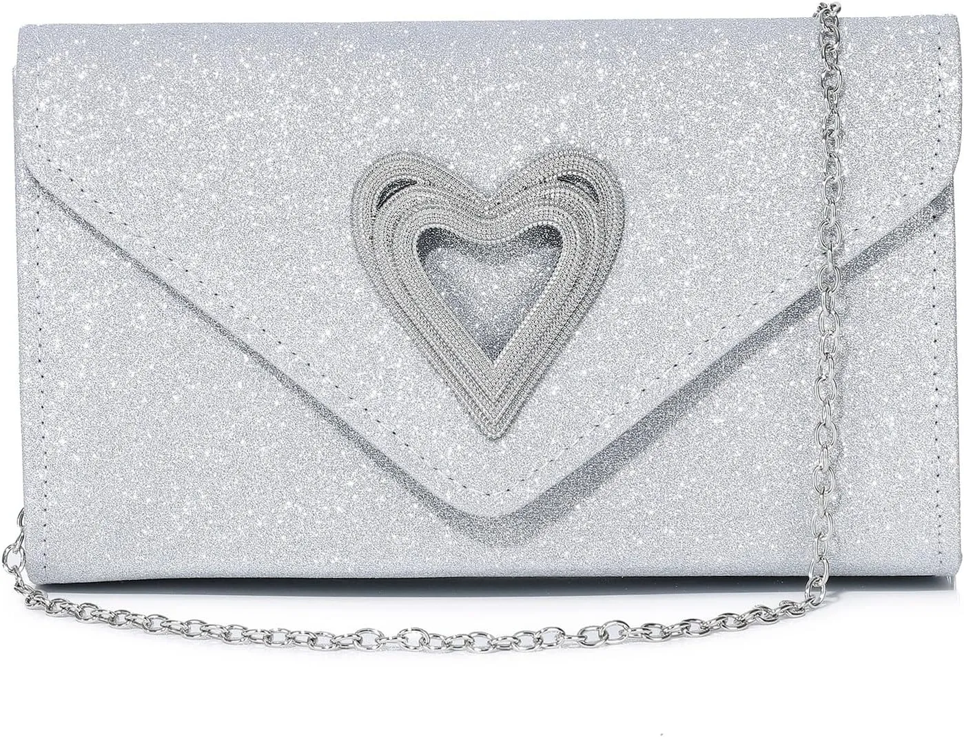Women Heart Evening Bag Shiny Evening Clutch Purse for Women Sparkly Wedding Shiny Party Prom Purse Dressy Clutch Bags