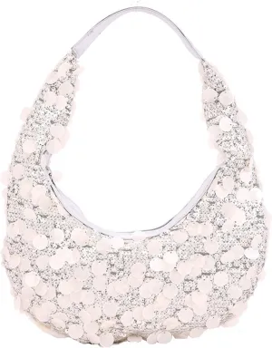 Women Hobo Handbags Sparkly Sequins Underarm Bag Y2k Shiny Evening Clutch PU Leather Crescent Moon Underarm Bag