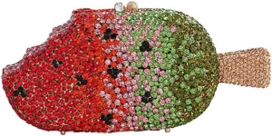 Women Ice Cream Shaped Evening Clutch Glitter Full Rhinestones Bag Girl Summer Dress Shoulder Bag