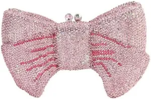 Women Luxury Bowknot Shaped Evening Clutch Sparkling Rhinestones Handbag for Banquet Wedding Party
