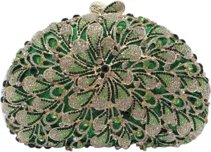 Women Luxury Flower Rhinestone Evening Clutch Bag Hollow Out Bridal Crystal Handbag Party Banquet Wedding Purse