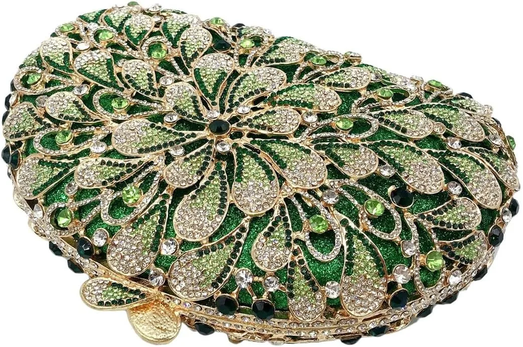 Women Luxury Flower Rhinestone Evening Clutch Bag Hollow Out Bridal Crystal Handbag Party Banquet Wedding Purse