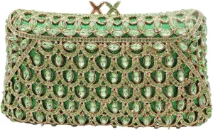 Women Rhinestone Evening Clutch Peacock Pattern Party Handbag Animal Spot Wedding Crossbody Purse Bag