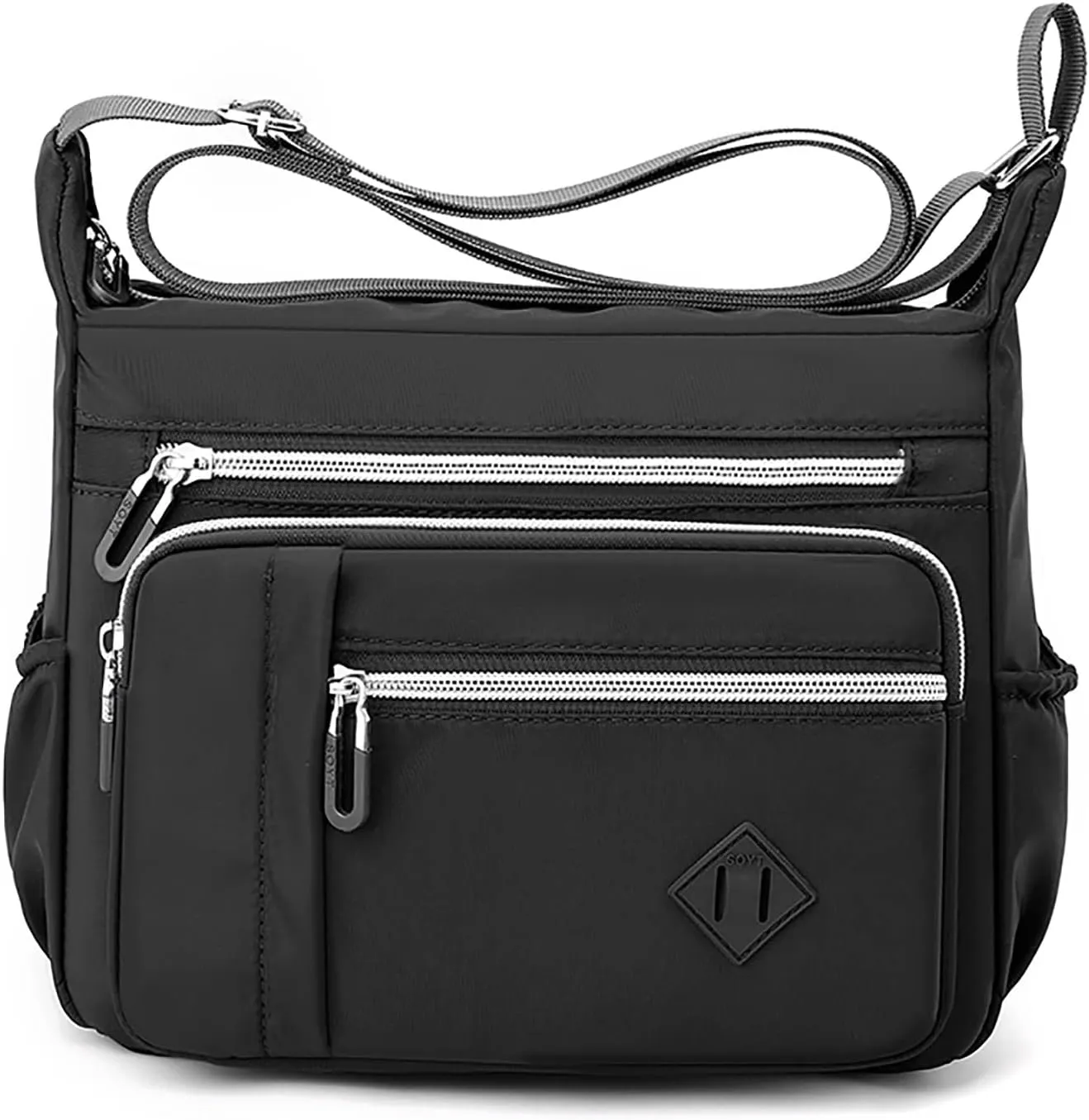 Women Shoulder Handbag Roomy Multiple Pockets Bag Ladies Crossbody Purse Fashion Tote Top Leather (Black, One Size)