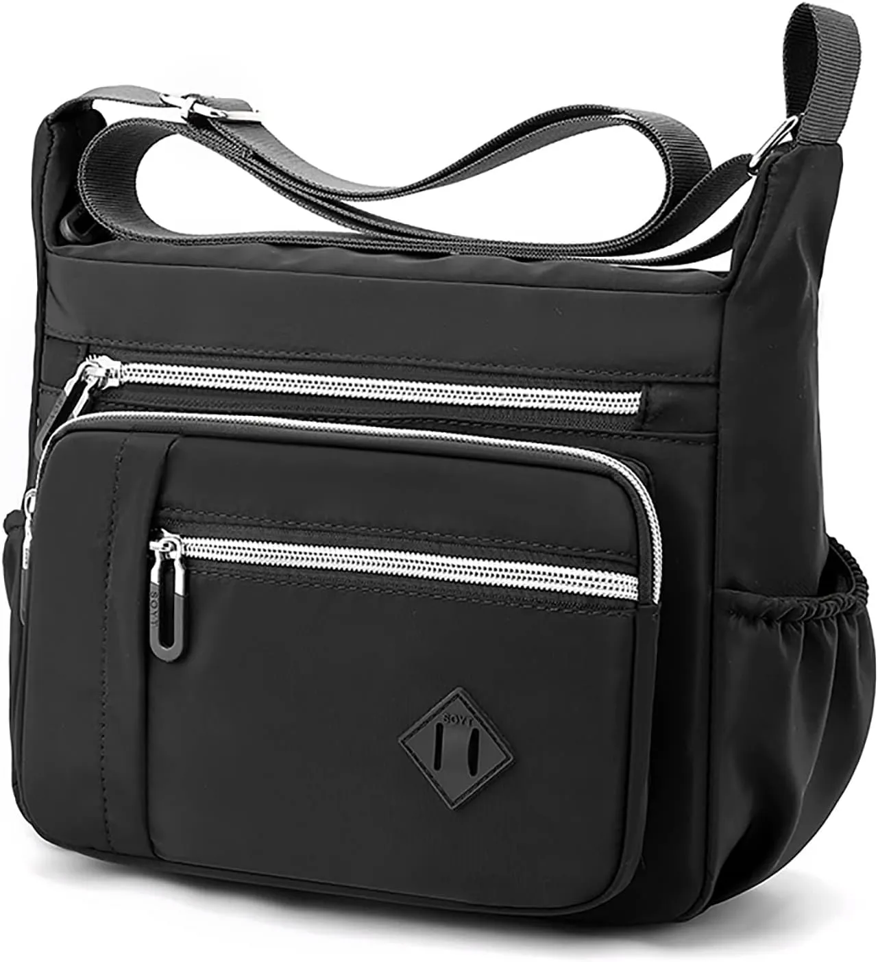 Women Shoulder Handbag Roomy Multiple Pockets Bag Ladies Crossbody Purse Fashion Tote Top Leather (Black, One Size)