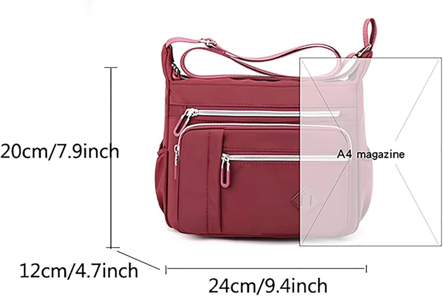 Women Shoulder Handbag Roomy Multiple Pockets Bag Ladies Crossbody Purse Fashion Tote Top Leather (Black, One Size)