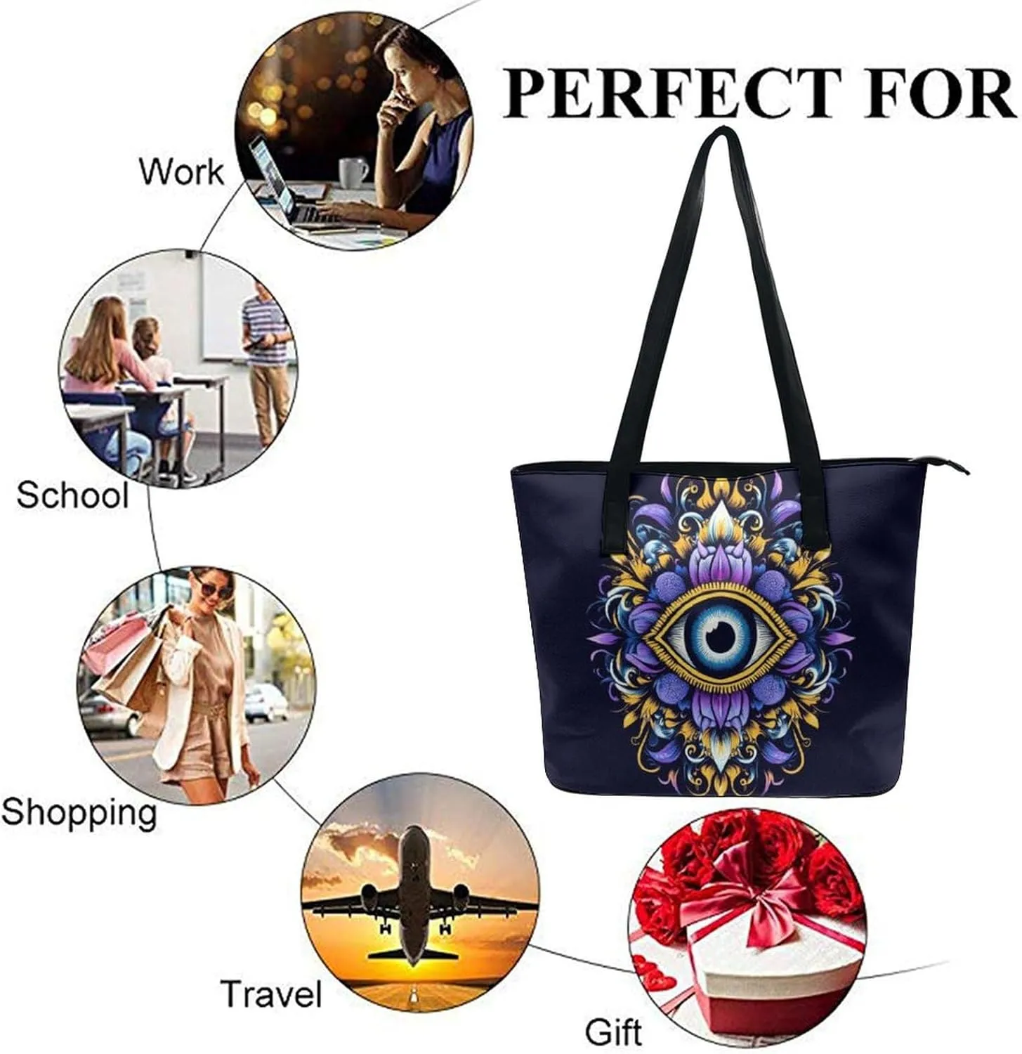 Women Tote Bag PU Leather Travel Shoulder Bags Casual Handbags