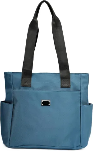 Women Tote Bag with Zipper Nylon Overnight Handbag Multiple Pockets Waterproof Shoulder Bag for Work Travel