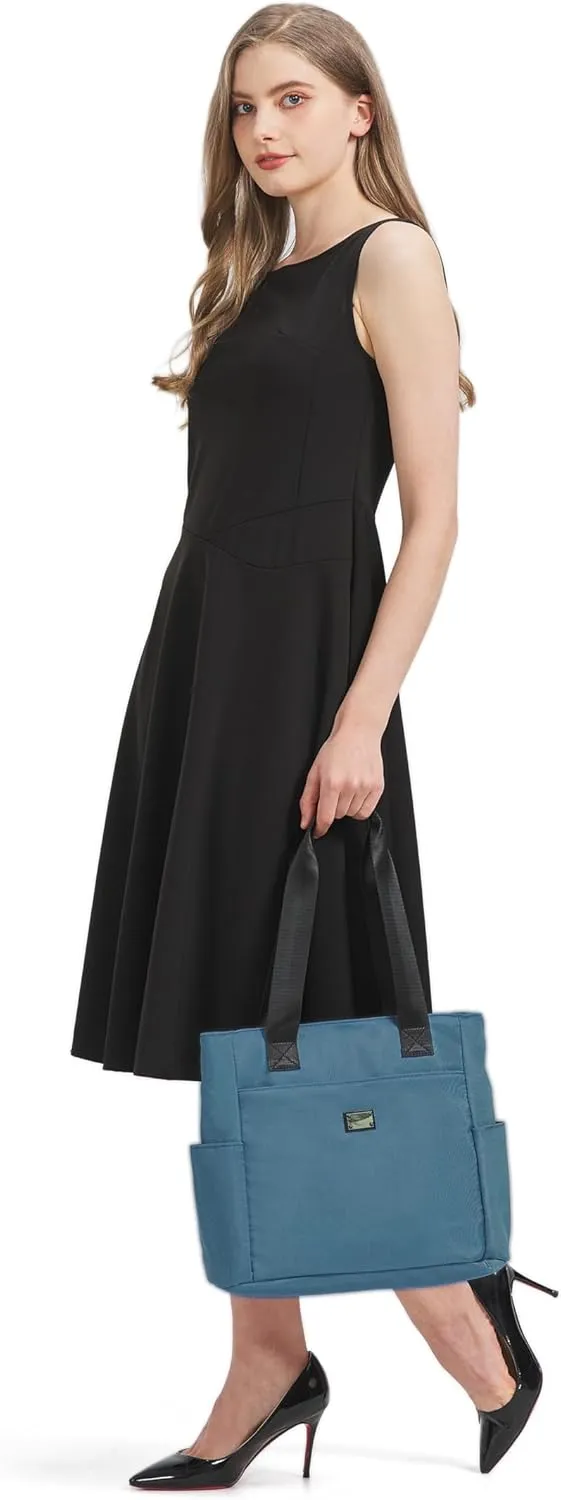Women Tote Bag with Zipper Nylon Overnight Handbag Multiple Pockets Waterproof Shoulder Bag for Work Travel