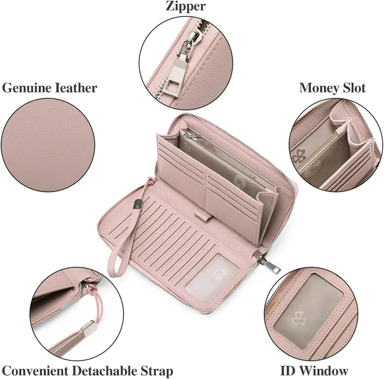 Women Zipper Coin & Cell Phone Pocket Female Wallet RFID Card Holder Ladies Clutch Purse Handbag purse