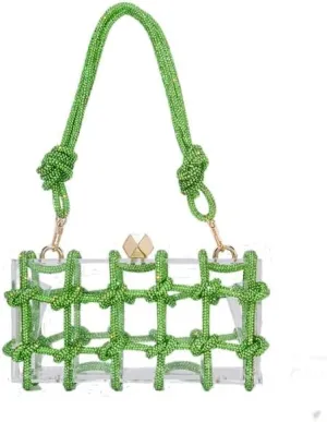 Women's Acrylic Evening Bag Clear Shoulder Bag Rhinestone Clutch Purses Drawstring Box Handbag for Party Wedding Prom