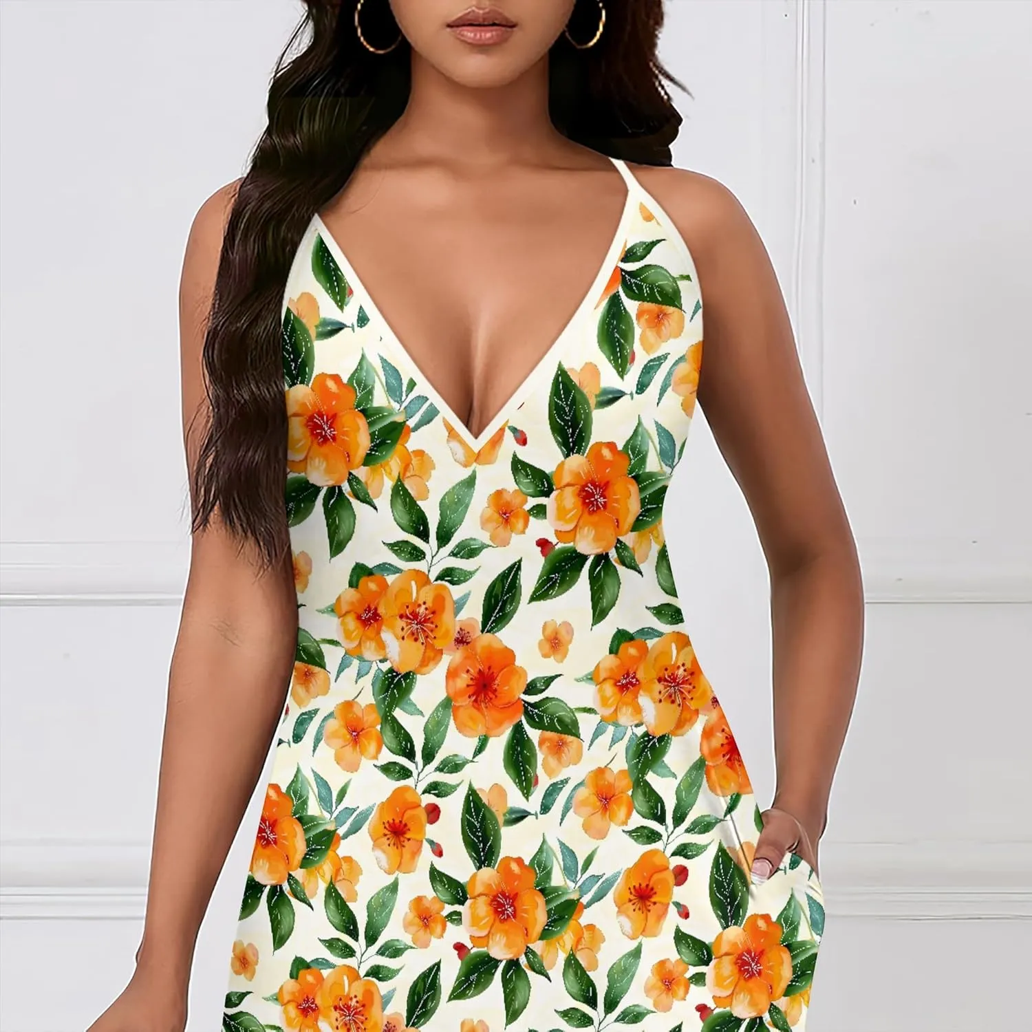 Women's Boho Ankle-Length Spaghetti Strap Sexy V-Neck Maxi Dress Summer Beach Vacation Cocktail Party Dress XS-3XL