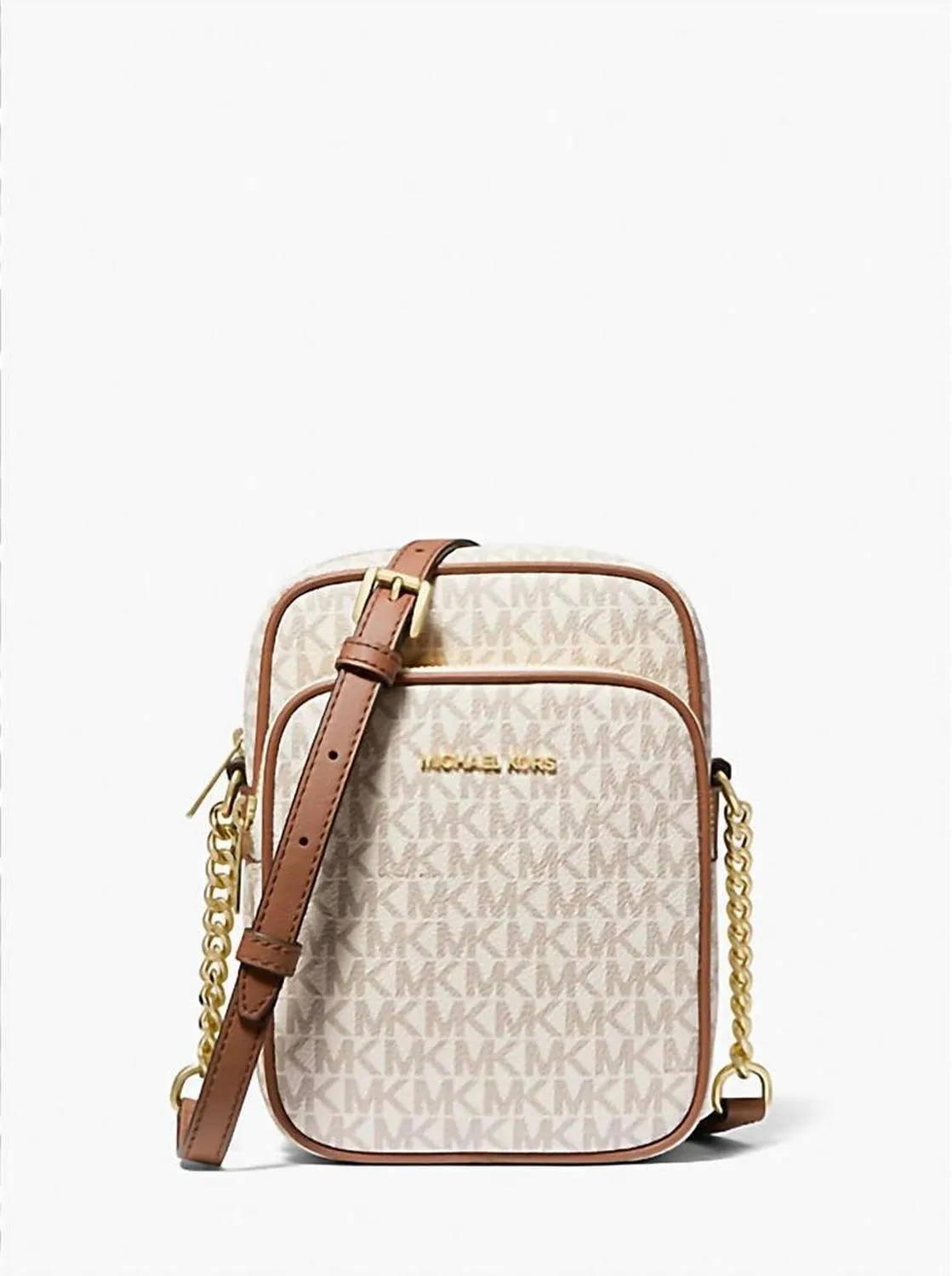 Women's Brown Jet Set Travel Medium Logo Crossbody Bag In Vanilla