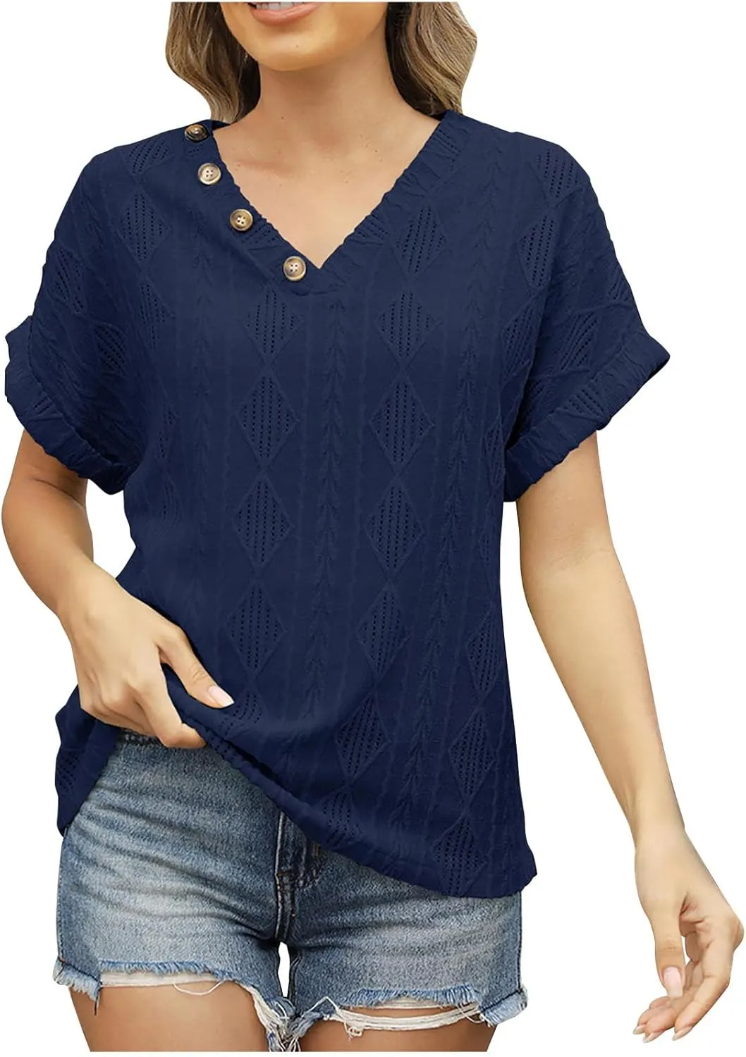 Women's Crochet Tops Boho Hollow Out V-Neck Pullover Lace Cove Ups Dressy Casual Shirts Elegant Ladies Blouses