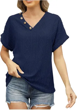 Women's Crochet Tops Boho Hollow Out V-Neck Pullover Lace Cove Ups Dressy Casual Shirts Elegant Ladies Blouses