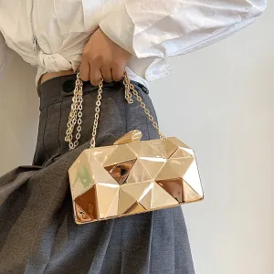 Women's Crossbody Bag Clutch Bags Synthetic Alloy Party / Evening Daily Bridal Shower Chain Solid Color Metallic Sillver Gray Gold