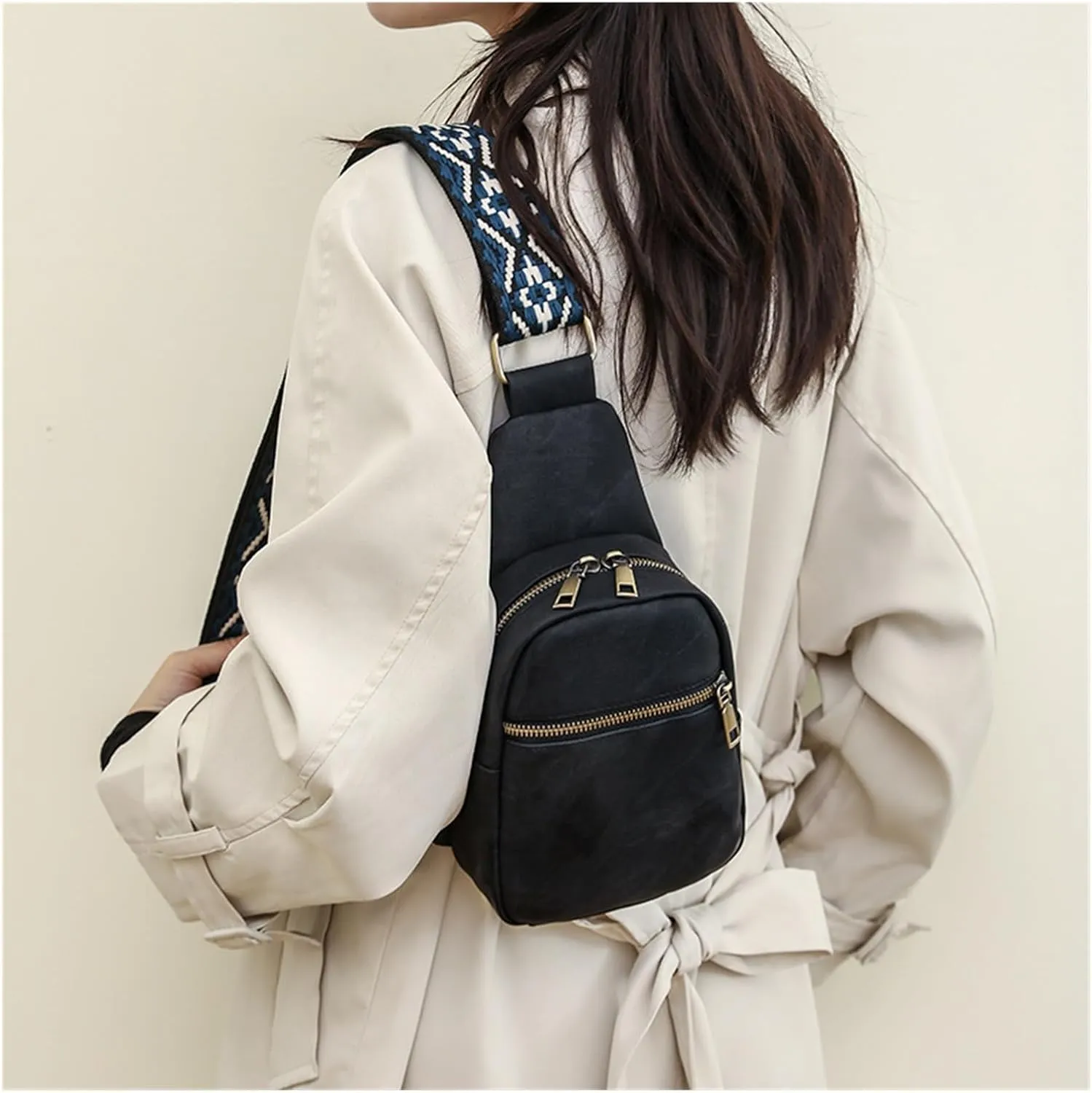 Women's Crossbody Shoulder Bag, Casual Chest Bag(Black)