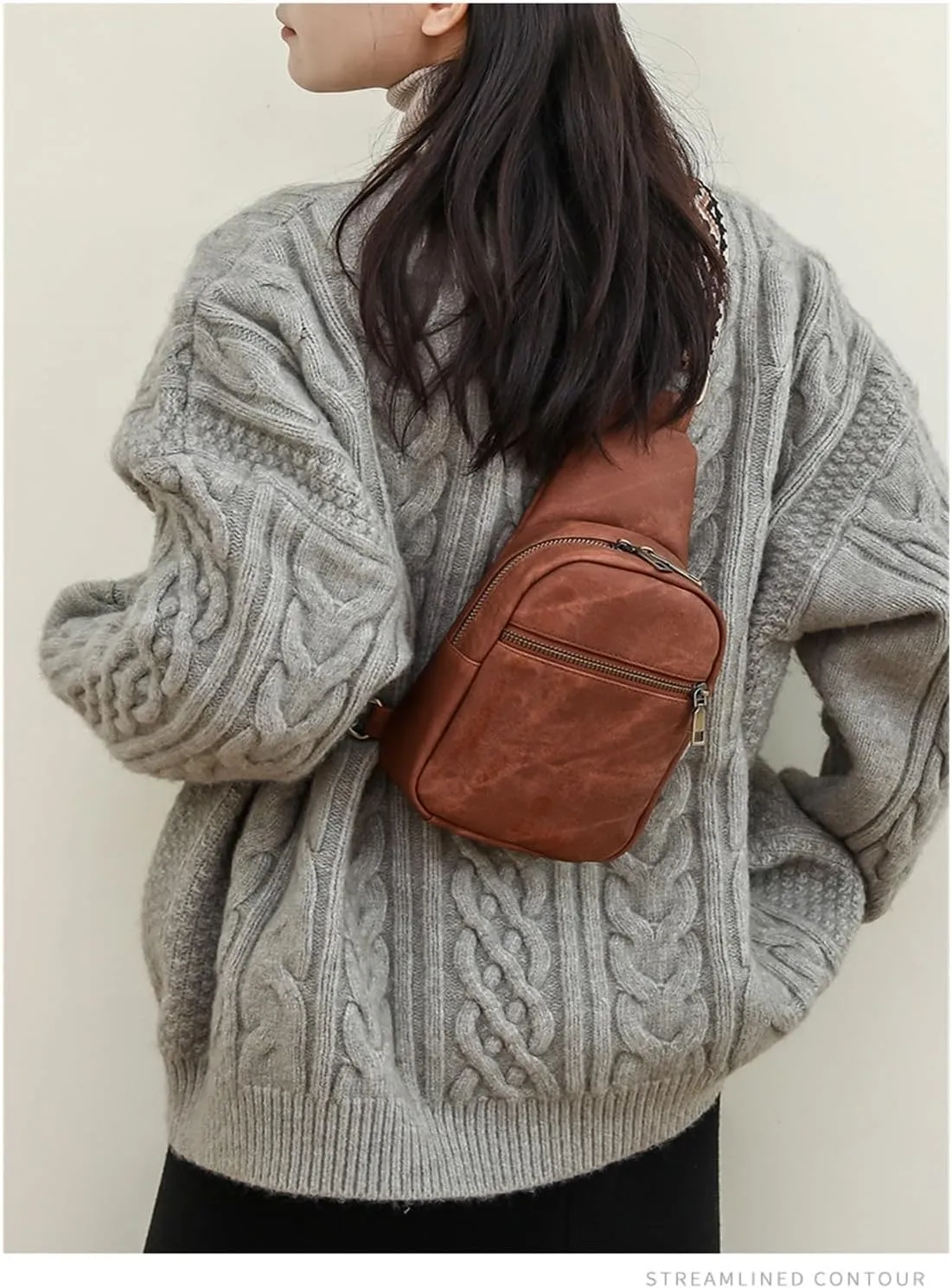 Women's Crossbody Shoulder Bag, Casual Chest Bag(Brown)