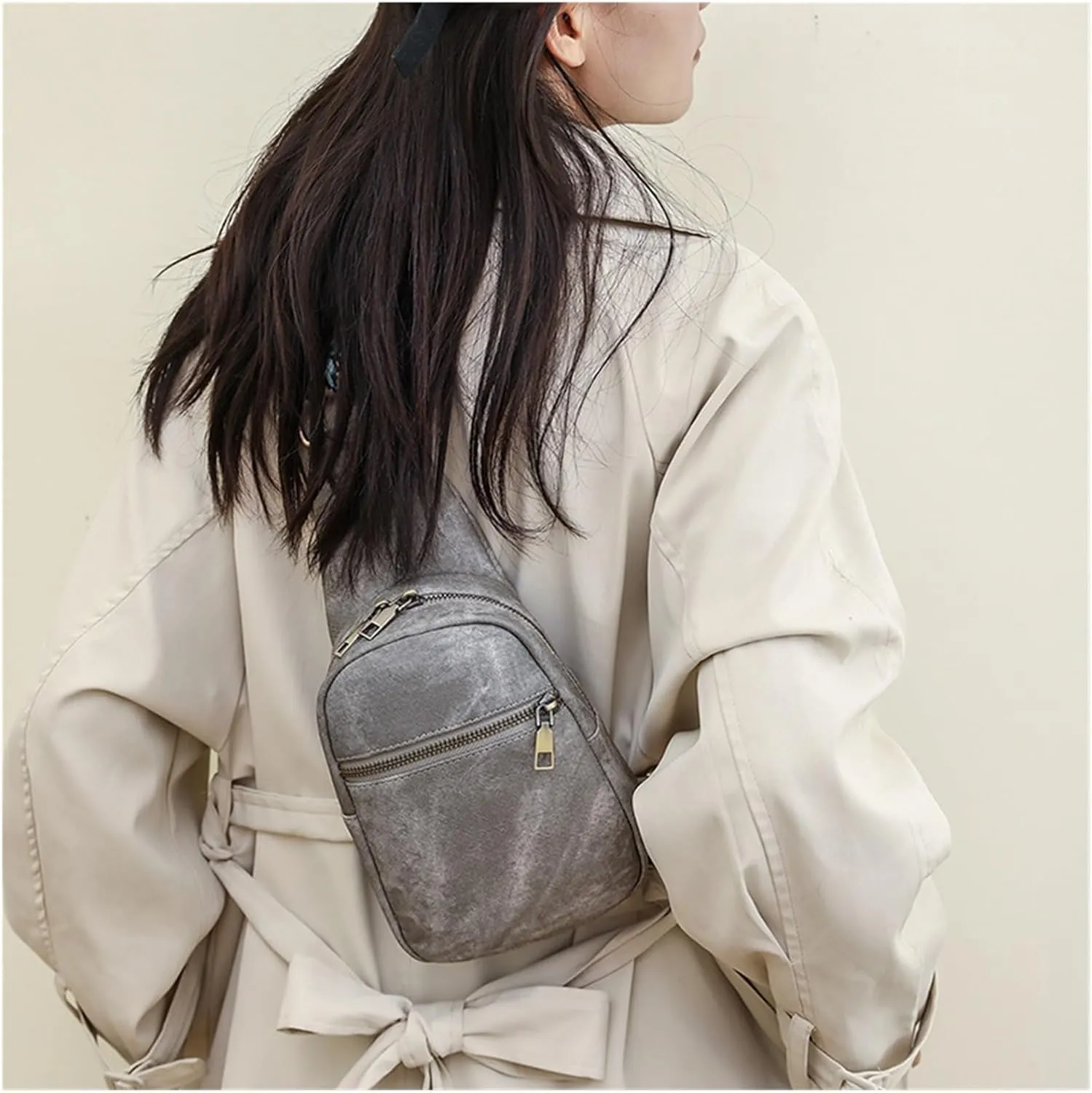 Women's Crossbody Shoulder Bag, Casual Chest Bag(Grey)