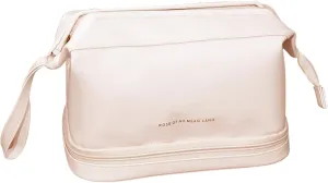 Women's Double-layer Makeup Bag, Large Capacity Main Bag, Lower Makeup Brush Storage Bag with Inner Pocket Cosmetic Organizer Travel Bag PU Leather