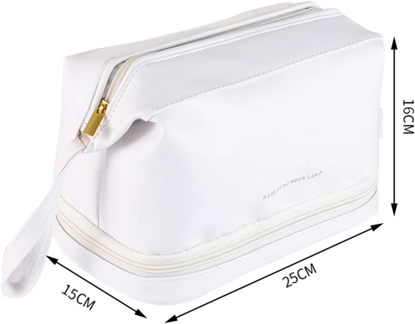 Women's Double-layer Makeup Bag, Large Capacity Main Bag, Lower Makeup Brush Storage Bag with Inner Pocket Cosmetic Organizer Travel Bag PU Leather