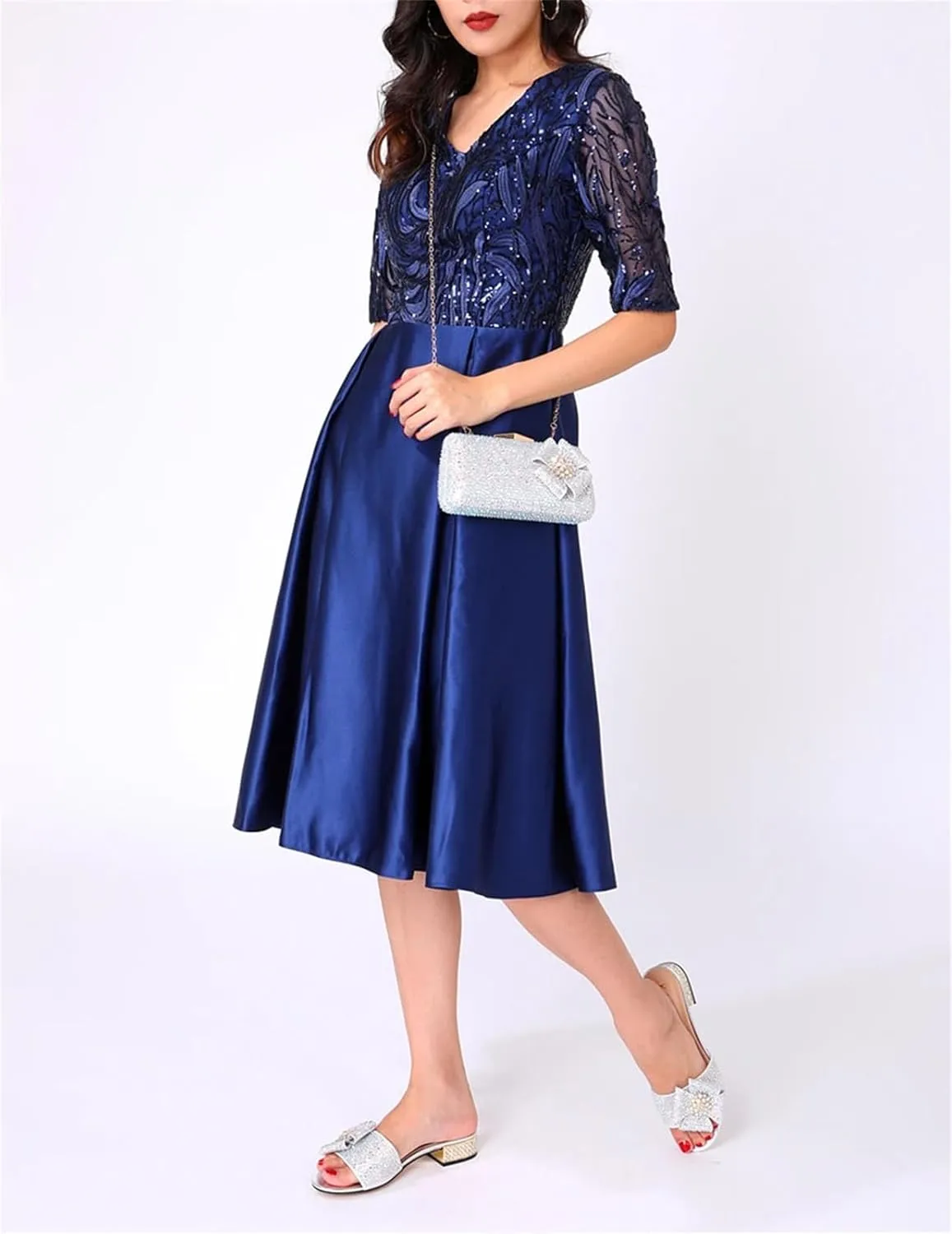 Womens Evening Shoes Bag Set Rhinestone Luxury Clutch Flat Heel Crystal Plus Size Slippers 34-44 Dinner Bag