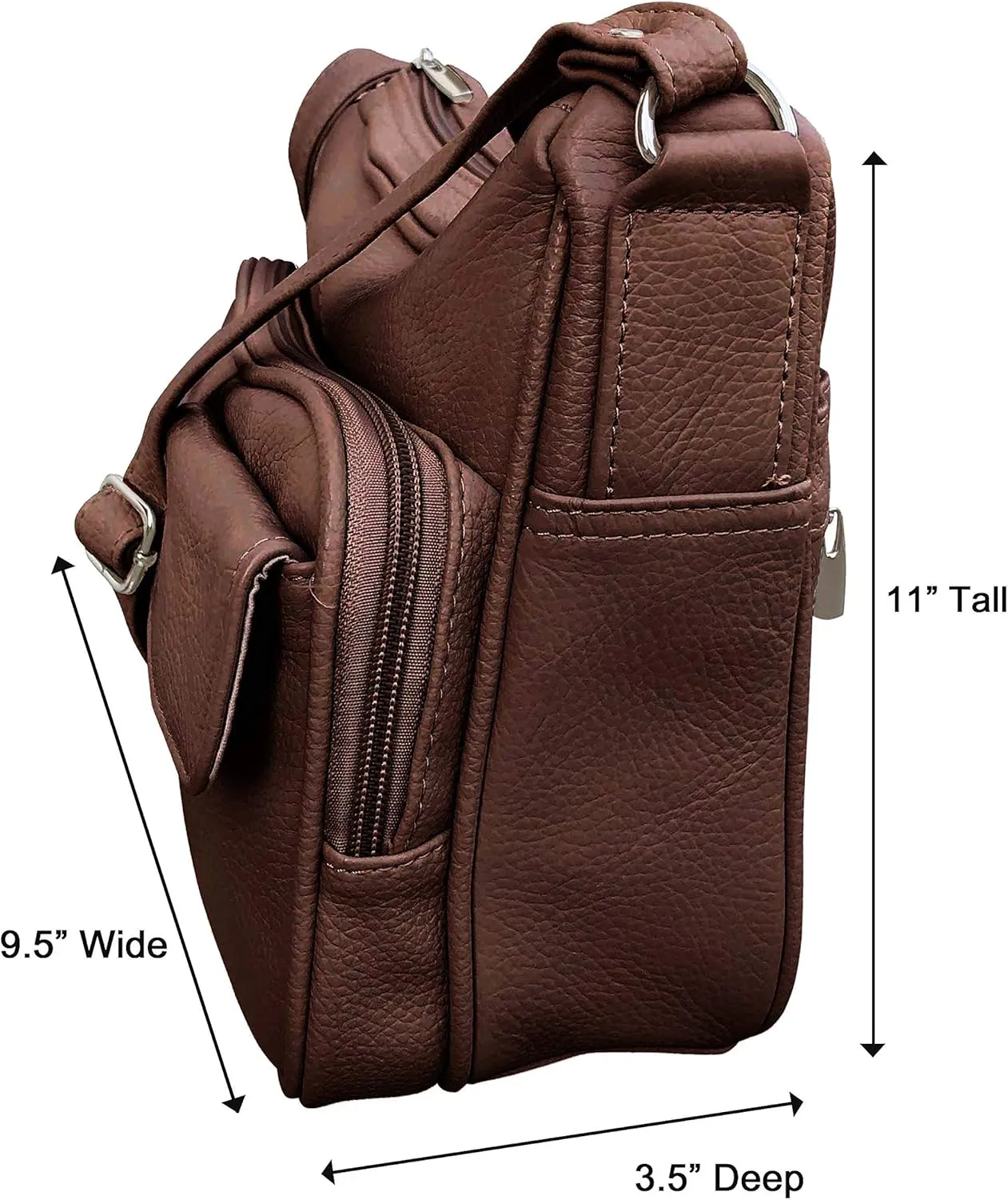 Women's Genuine Leather Cross Body Shoulder Strap Organizer Purse, (One Size)