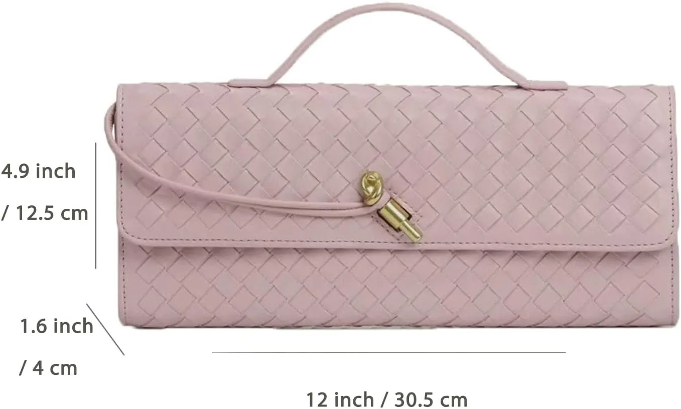 Women's Handmade Woven Clutch Purse,Crossbody Bag for Evening & Casual, Adjustable Shoulder Strap Fashion Handbag