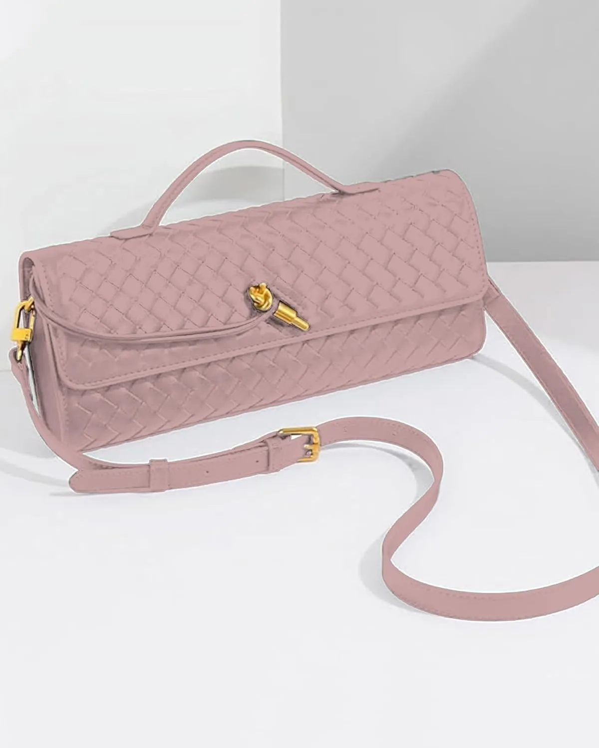 Women's Handmade Woven Clutch Purse,Crossbody Bag for Evening & Casual, Adjustable Shoulder Strap Fashion Handbag