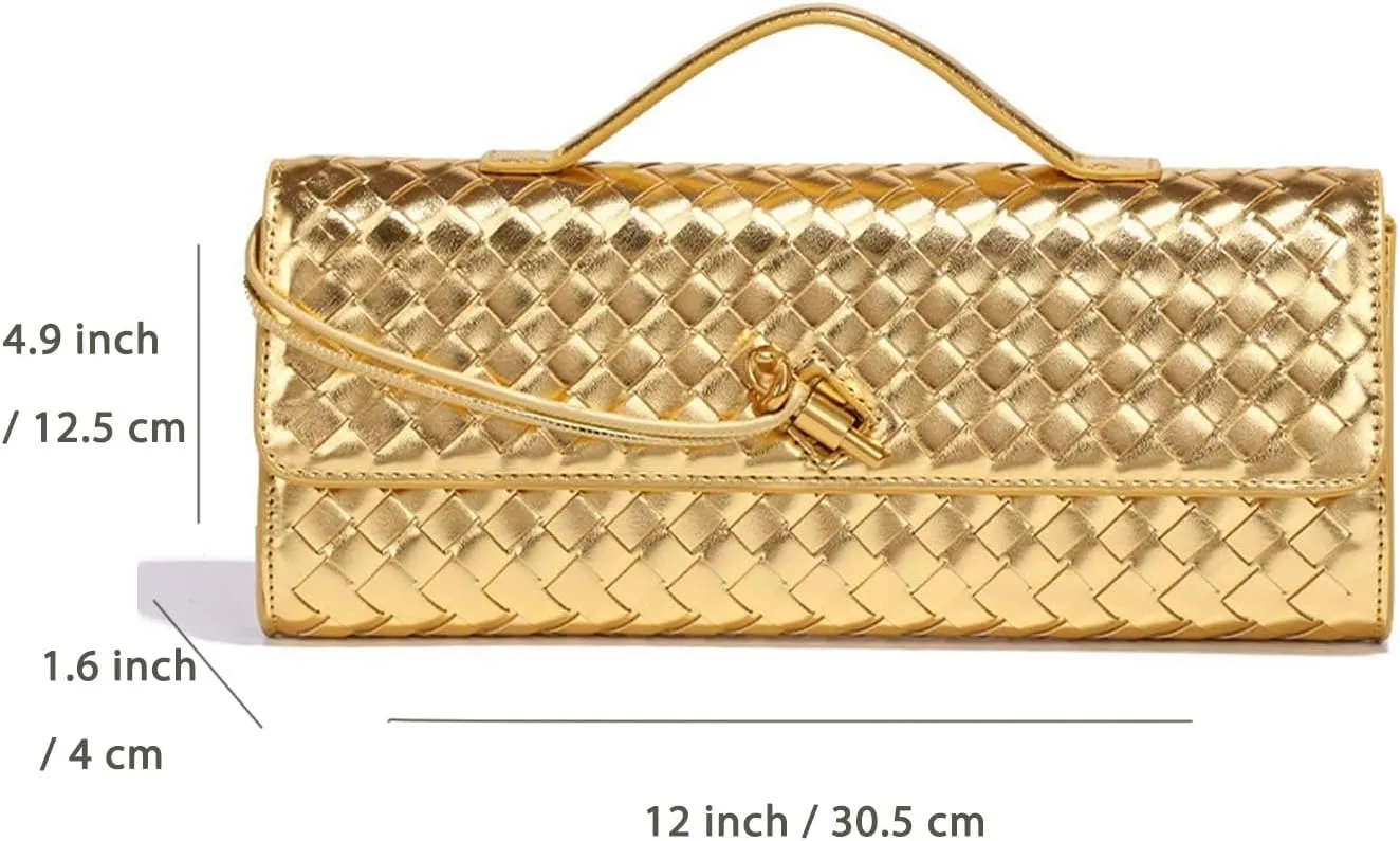 Women's Handmade Woven Clutch Purse,Crossbody Bag for Evening & Casual, Adjustable Shoulder Strap Fashion Handbag