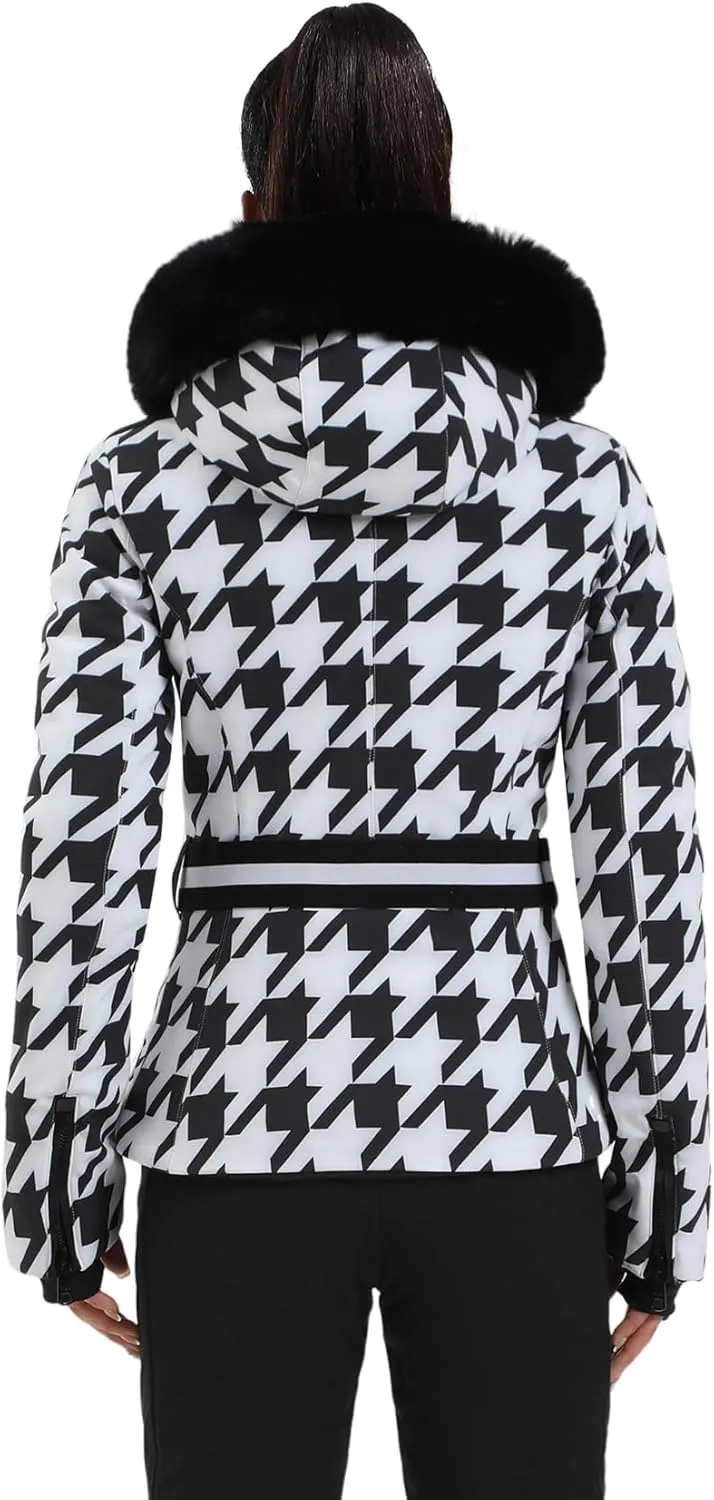 Women's Ski Jacket Snowboard Warm Winter Short Slim Snow Coat Jacket Mountain Windproof Waterproof Insulated Hooded