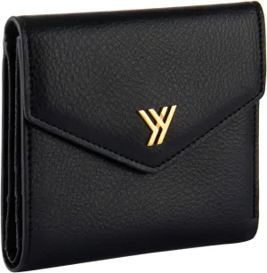 Women's Small Compact Bifold Pocket Wallet, Made of Finest Genuine Leather (Black)