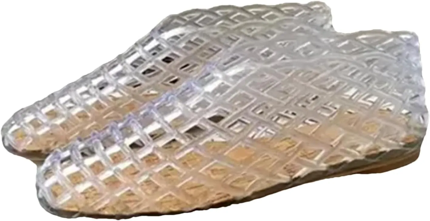 Women's Transparent Mesh Sandals, Plastic Jellies Round Toe Beach