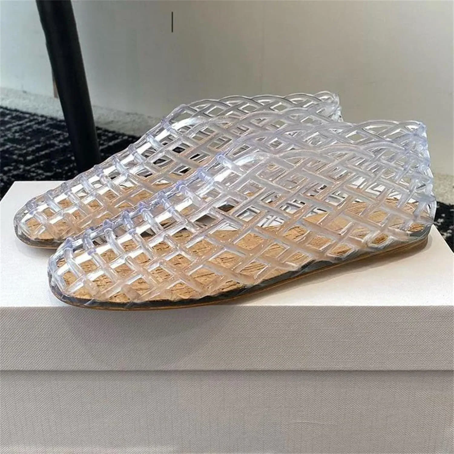 Women's Transparent Mesh Sandals, Plastic Jellies Round Toe Beach