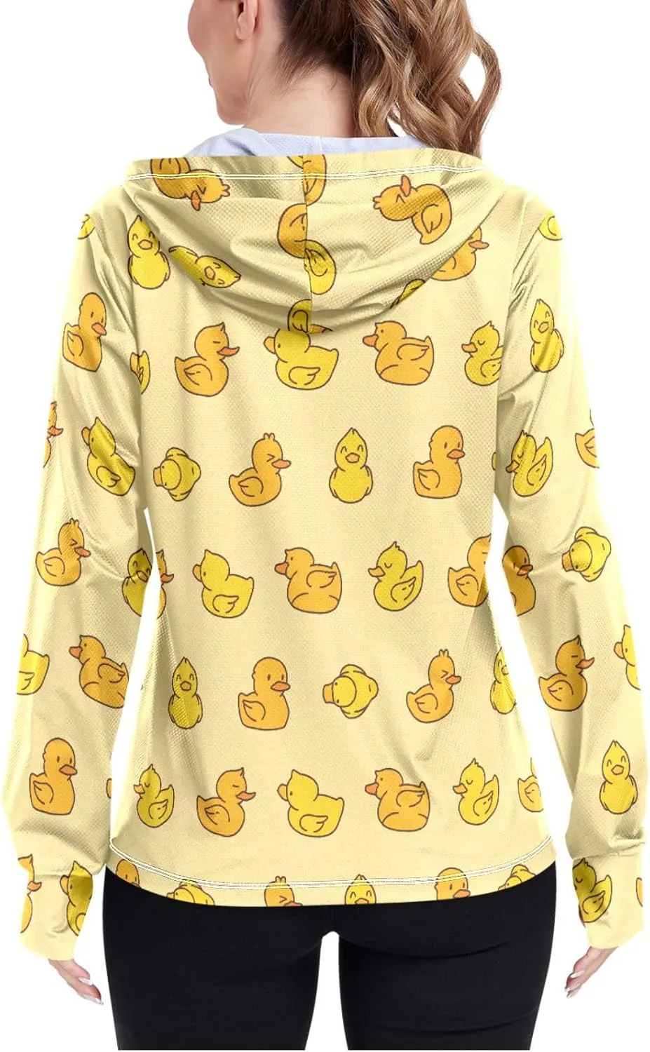 Women'S UPF 50  Uv Sun Protection Clothing Rubber Duck Zipper Jacket Long-Sleeved Hoodie