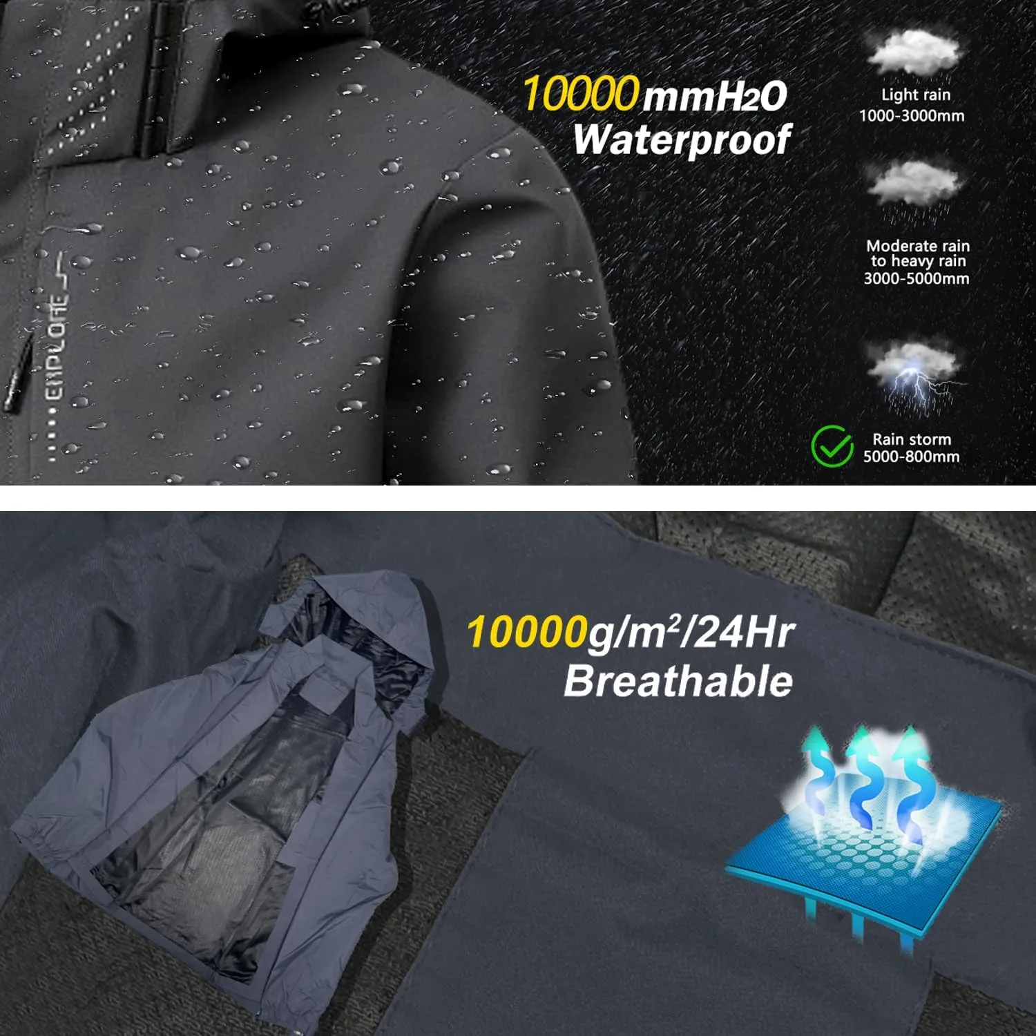 Women's Waterproof Rain Jacket Lightweight Hooded Raincoat for Hiking Travel Outdoor Softshell Windbreaker Jacket