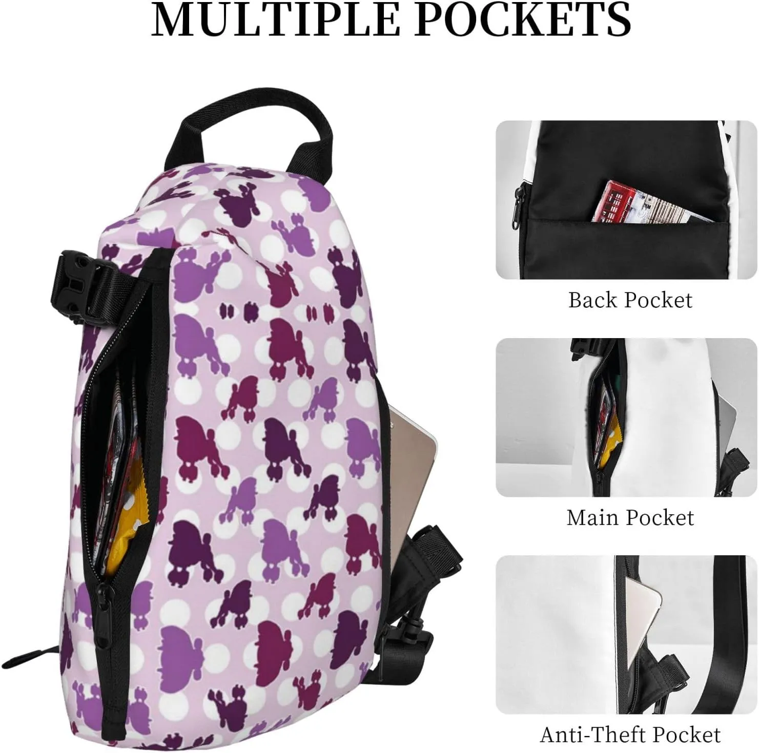 Wood Grain Print Travel Crossbody Backpack Bag,Lightweight Sling Bag For Travel Unisex