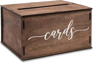 Wooden Wedding Card Box with Slot & Lid | Decorations for Reception for Wedding Gifts & Money | Baby & Bridal Shower, Graduation - Standard Size