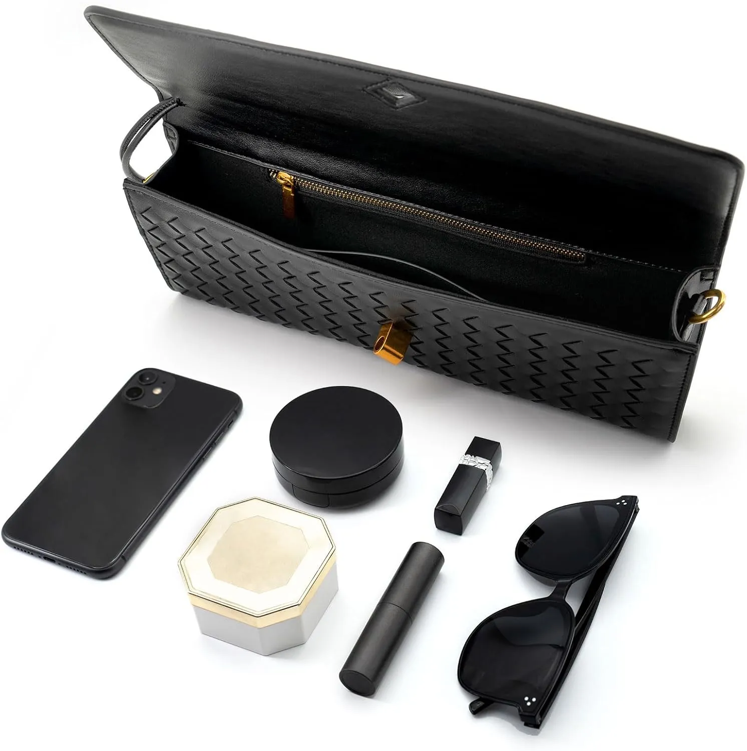 Woven Clutch Purses for Women Evening Bag Handmade Leather Shoulder Handbag Fashion Crossbody Purse