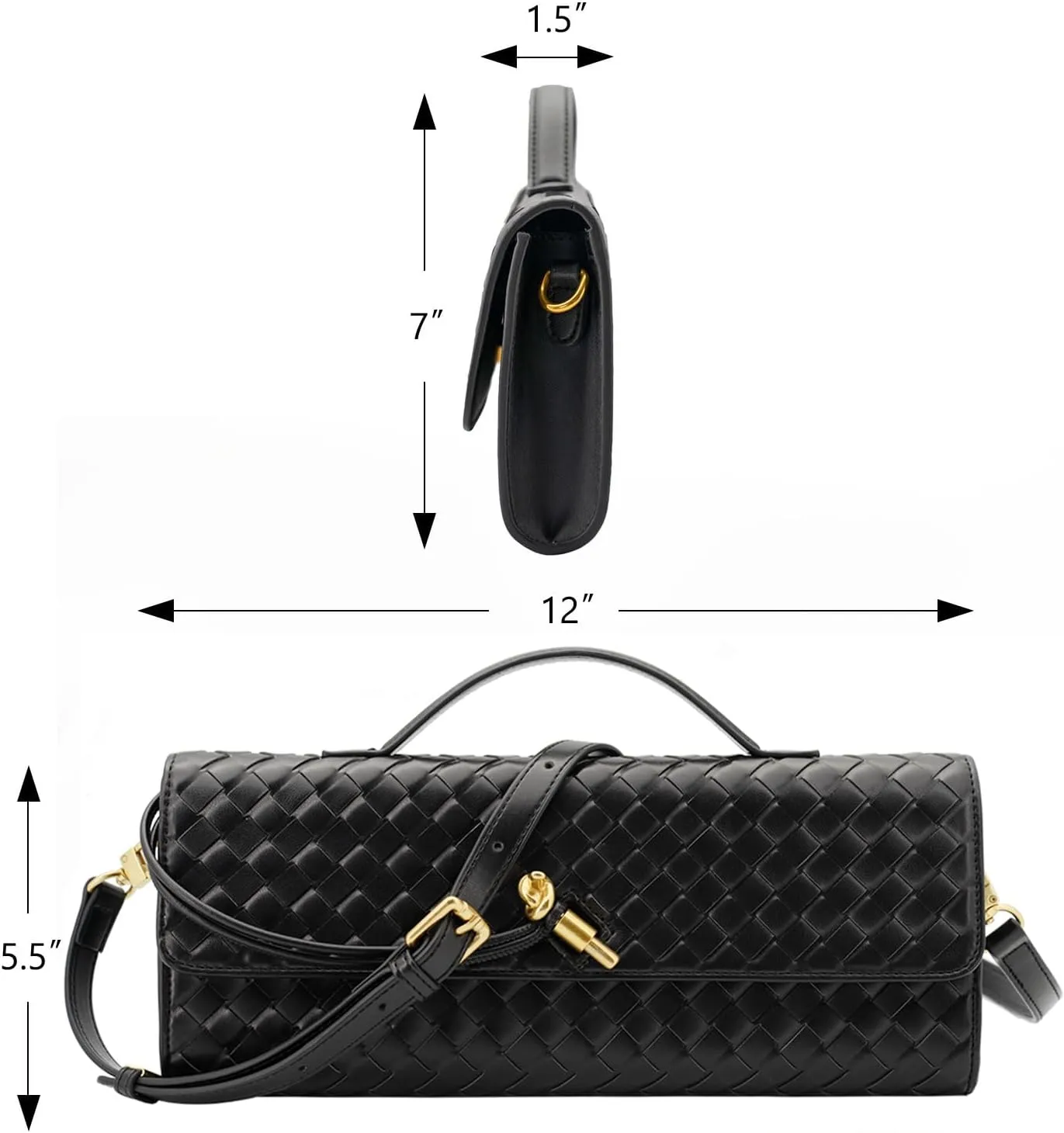 Woven Clutch Purses for Women Evening Bag Handmade Leather Shoulder Handbag Fashion Crossbody Purse