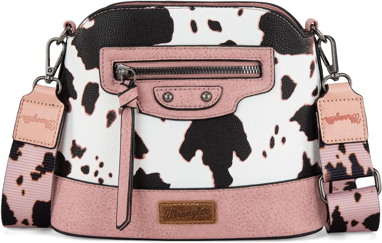 Wrangler Cow Print Crossbody Bag for Women Western Cross Body Purse with Signature Strap